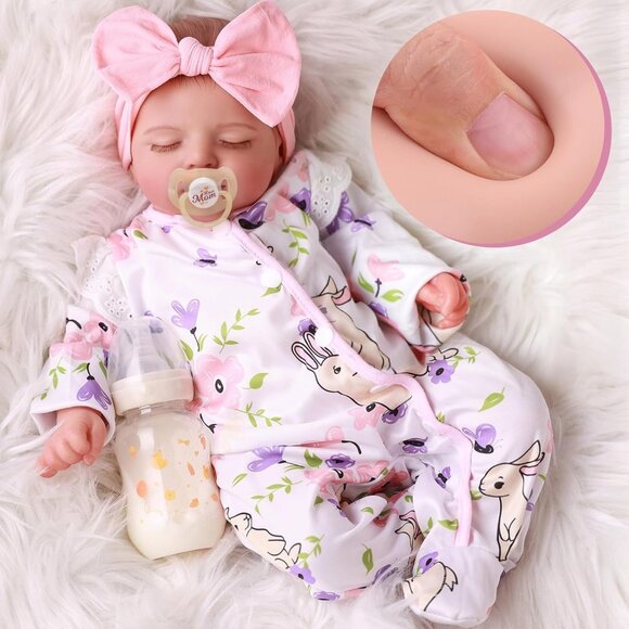 🆕20 inch Full Cloth Body With Vinyl Limbs Baby Dolls Weighted Toddler Baby Girl - Picture 3 of 11